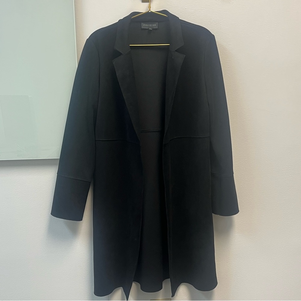 Premise Faux Suede Long Black Jacket